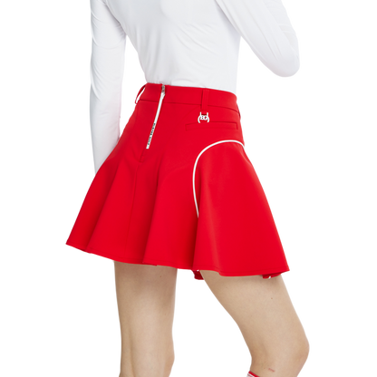 BLKTEE高腰修身花瓣短裙(紅)