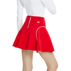 Skirt mini bercorak kelopak berpinggang tinggi dan ketat (merah)