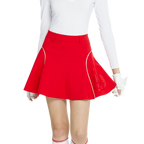 Skirt mini bercorak kelopak berpinggang tinggi dan ketat (merah)