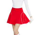 Skirt mini bercorak kelopak berpinggang tinggi dan ketat (merah)