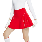 Skirt mini bercorak kelopak berpinggang tinggi dan ketat (merah)