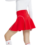 Skirt mini bercorak kelopak berpinggang tinggi dan ketat (merah)