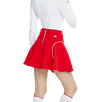 Skirt mini bercorak kelopak berpinggang tinggi dan ketat (merah)