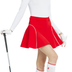 Skirt mini bercorak kelopak berpinggang tinggi dan ketat (merah)