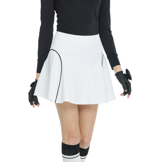 BLKTEE高腰修身花瓣短裙(白)