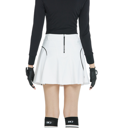 BLKTEE高腰修身花瓣短裙(白)