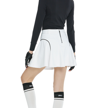 BLKTEE高腰修身花瓣短裙(白)