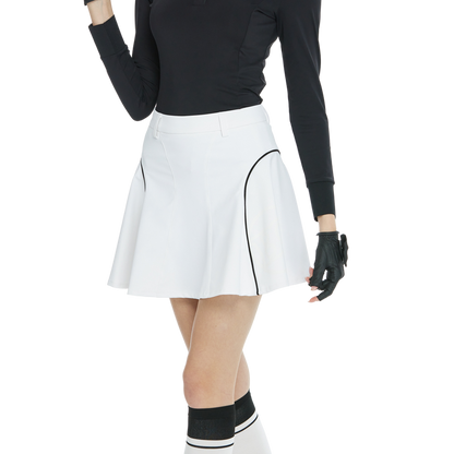 BLKTEE高腰修身花瓣短裙(白)