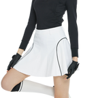 BLKTEE高腰修身花瓣短裙(白)