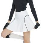 BLKTEE高腰修身花瓣短裙(白)