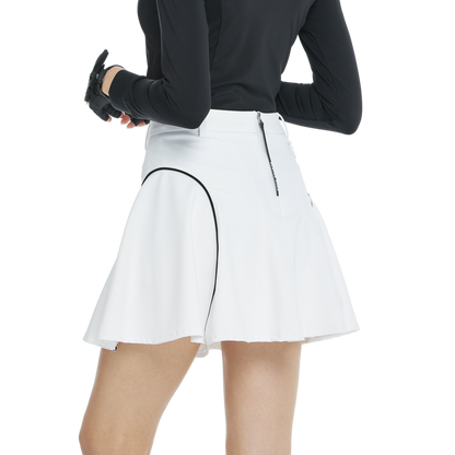 BLKTEE高腰修身花瓣短裙(白)