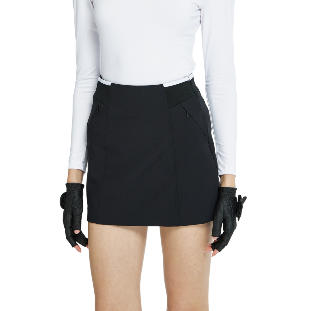 BLKTEE彈性腰圍小包臀短裙(黑)