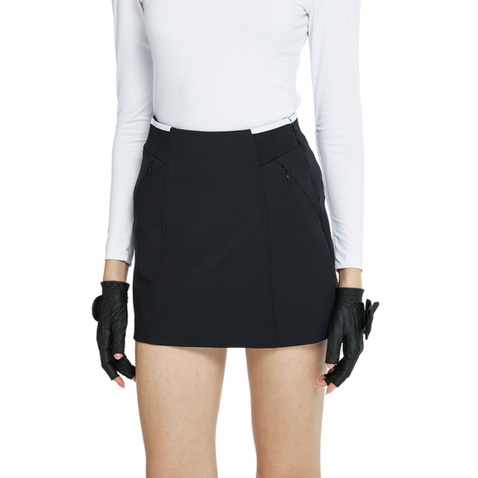 BLKTEE彈性腰圍小包臀短裙(黑)