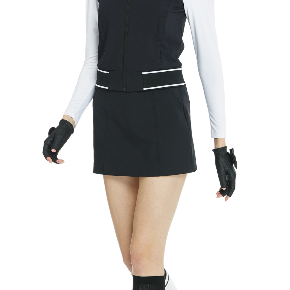 BLKTEE彈性腰圍小包臀短裙(黑)