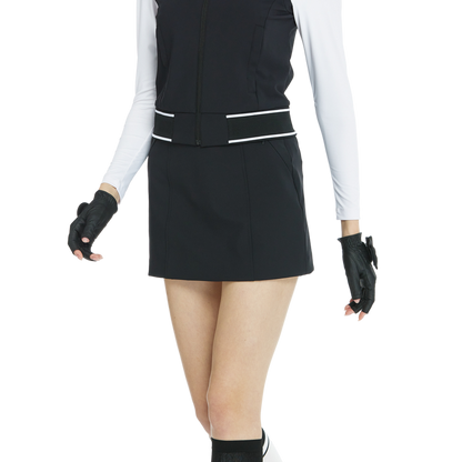 BLKTEE彈性腰圍小包臀短裙(黑)