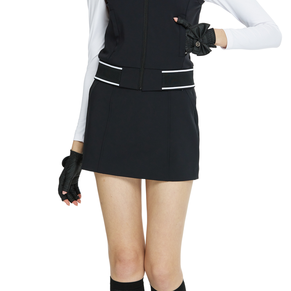 BLKTEE彈性腰圍小包臀短裙(黑)