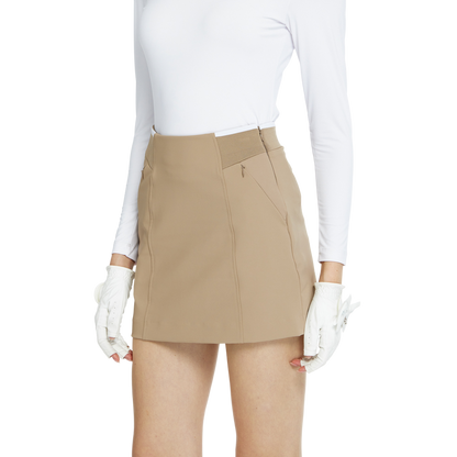 BLKTEE彈性腰圍小包臀短裙(卡其)