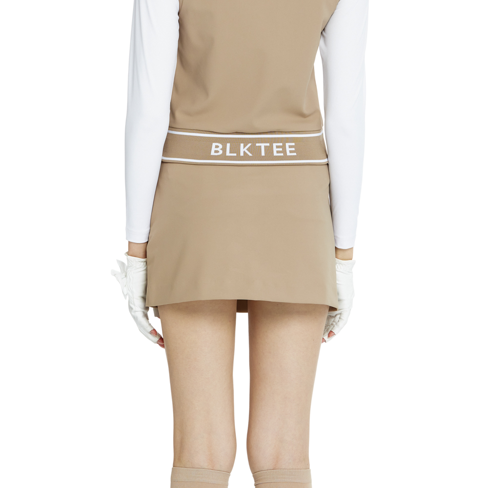 BLKTEE彈性腰圍小包臀短裙(卡其)
