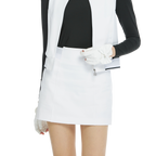 BLKTEE彈性腰圍小包臀短裙(白)