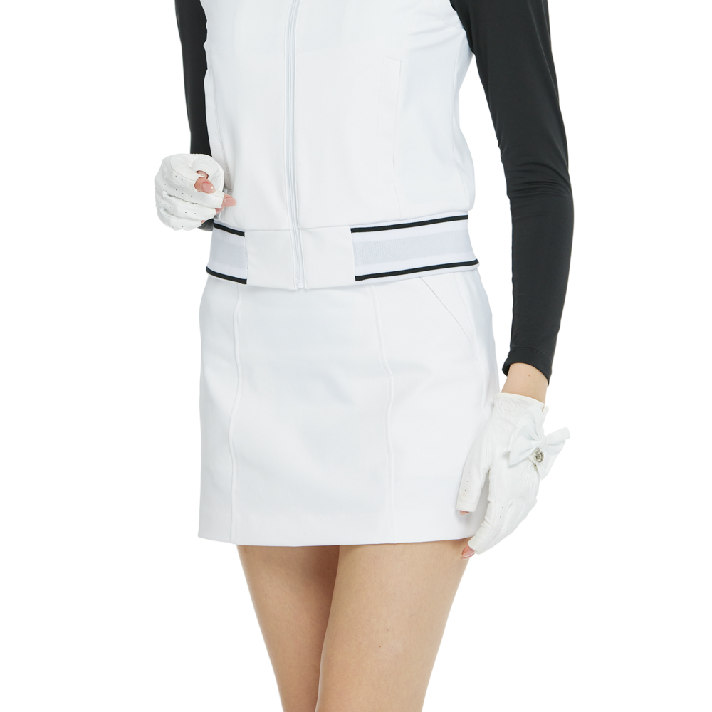 BLKTEE彈性腰圍小包臀短裙(白)