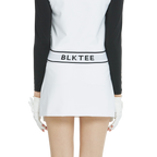 BLKTEE彈性腰圍小包臀短裙(白)