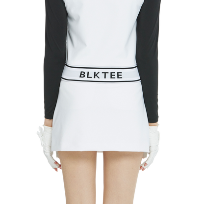 BLKTEE彈性腰圍小包臀短裙(白)