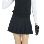 Dry and breathable pleated mini skirt (black)