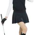 Dry and breathable pleated mini skirt (black)