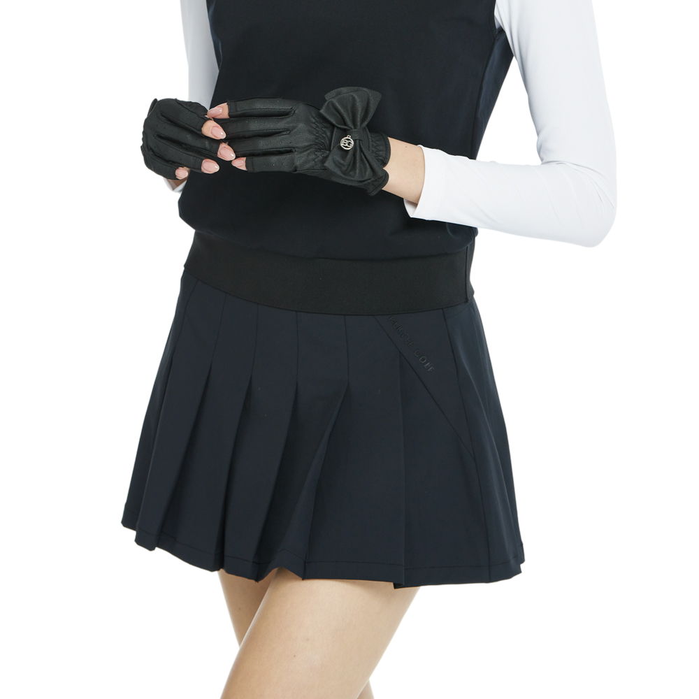 Dry and breathable pleated mini skirt (black)