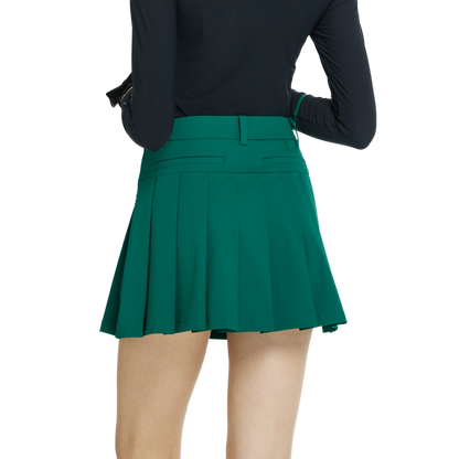 BLKTEE乾爽透氣百褶短裙(墨綠)