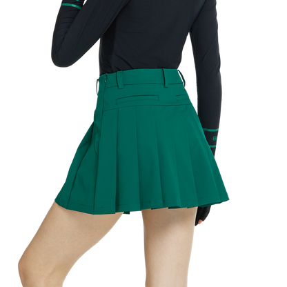BLKTEE乾爽透氣百褶短裙(墨綠)