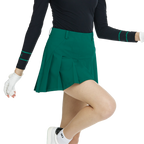 BLKTEE乾爽透氣百褶短裙(墨綠)