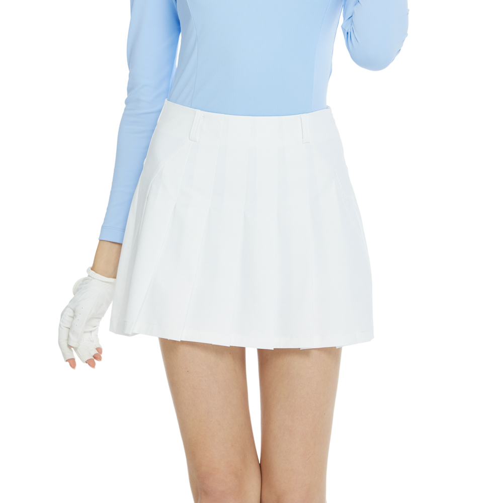 BLKTEE乾爽透氣百褶短裙(白)