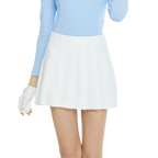 BLKTEE乾爽透氣百褶短裙(白)