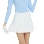 BLKTEE乾爽透氣百褶短裙(白)