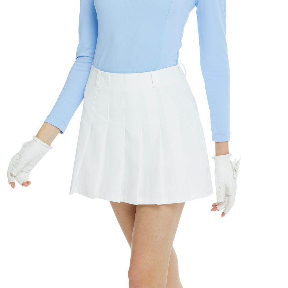 BLKTEE乾爽透氣百褶短裙(白)