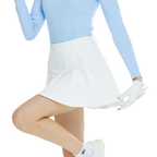 BLKTEE乾爽透氣百褶短裙(白)