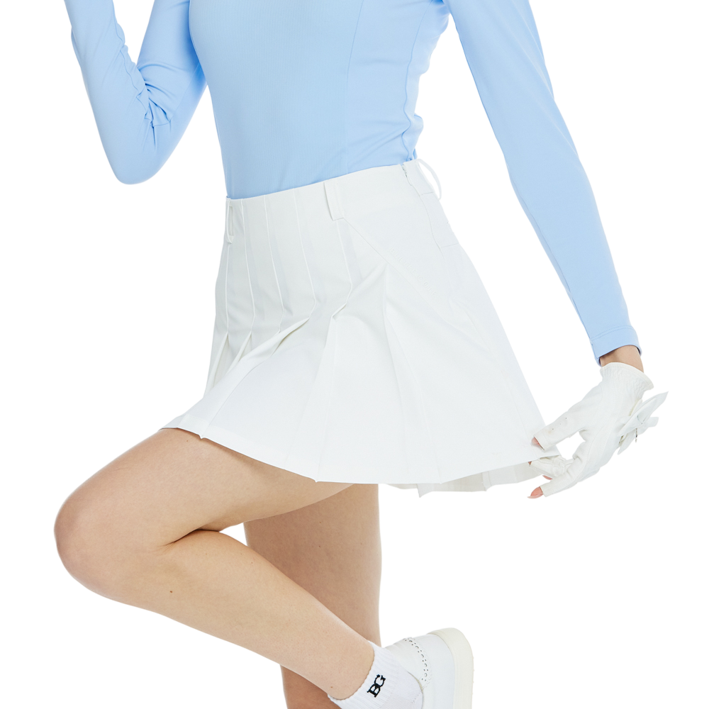 BLKTEE乾爽透氣百褶短裙(白)