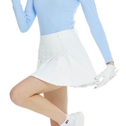 BLKTEE乾爽透氣百褶短裙(白)