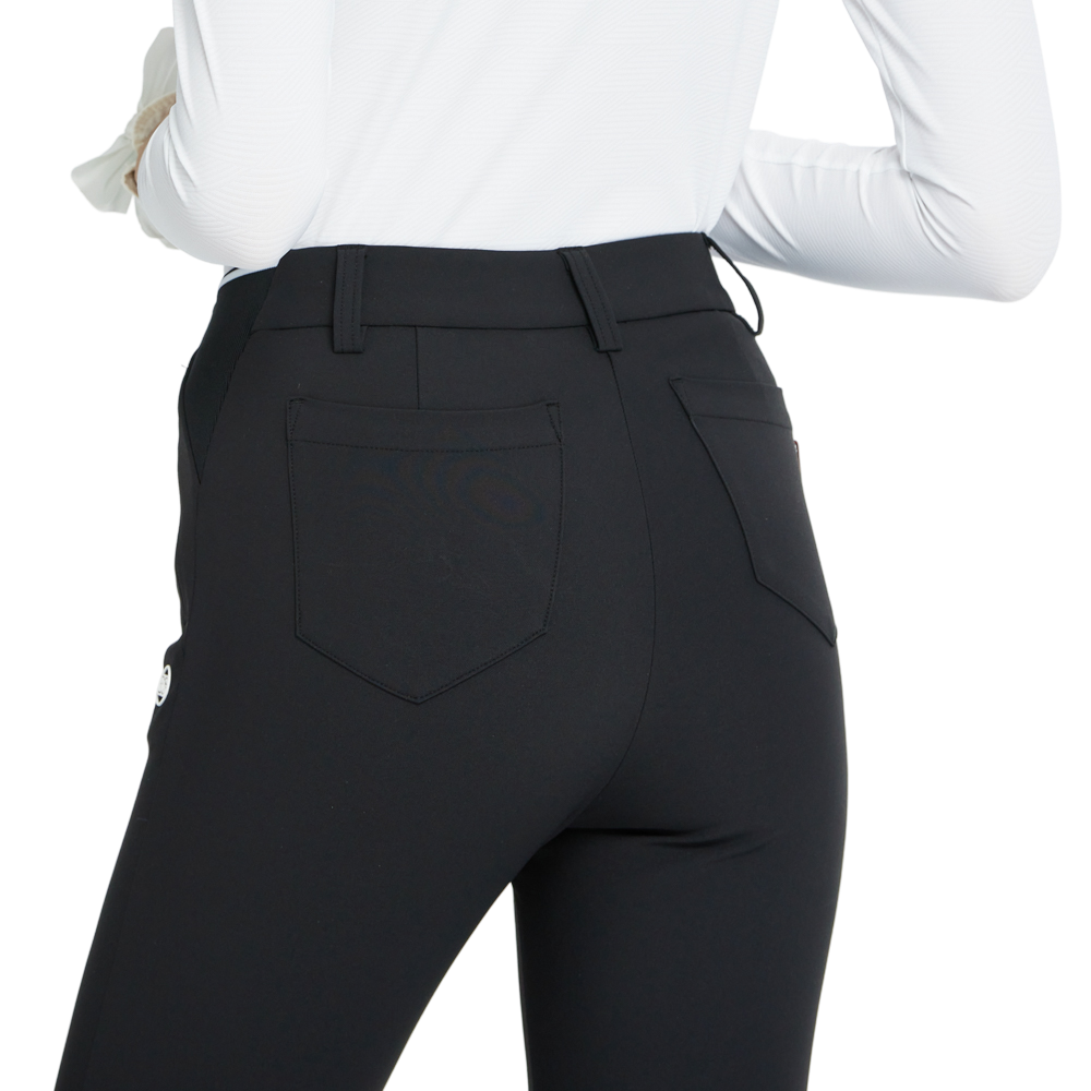 BLKTEE磨毛彈性腰直筒長褲(黑)