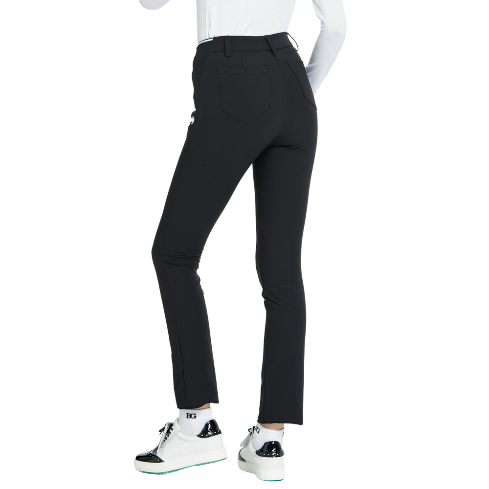 BLKTEE磨毛彈性腰直筒長褲(黑)