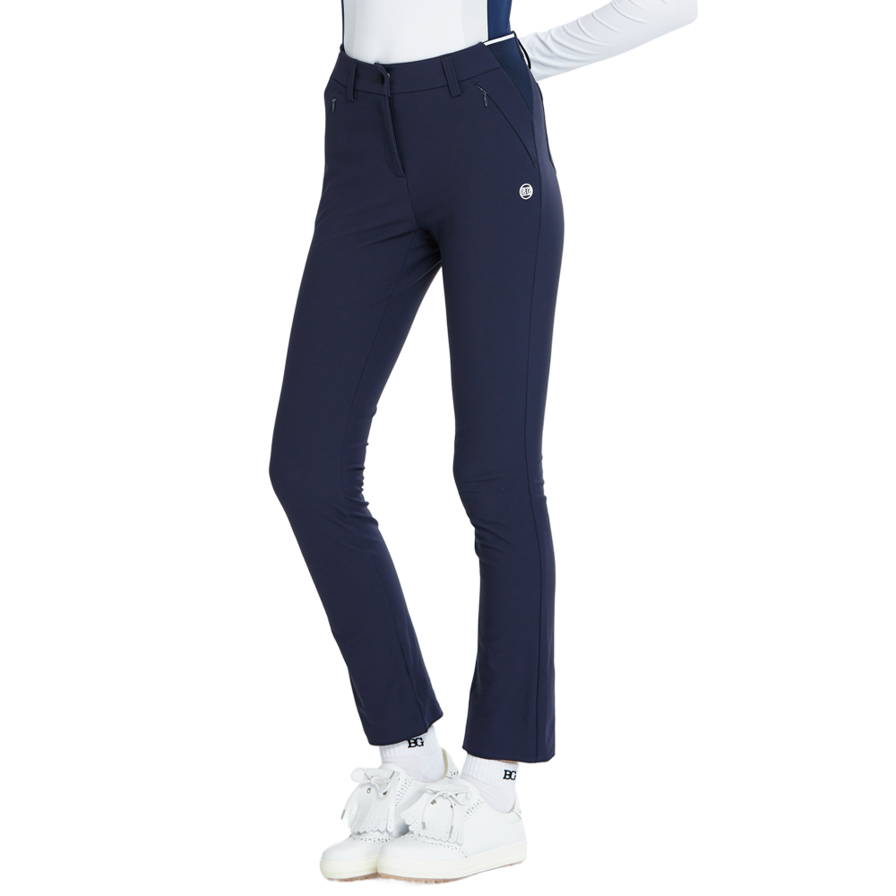 BLKTEE磨毛彈性腰直筒長褲(寶藍)