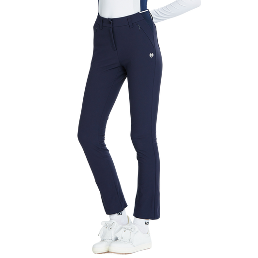 BLKTEE磨毛彈性腰直筒長褲(寶藍)