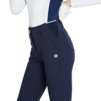 BLKTEE磨毛彈性腰直筒長褲(寶藍)