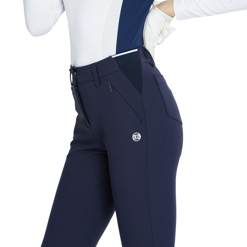 BLKTEE磨毛彈性腰直筒長褲(寶藍)