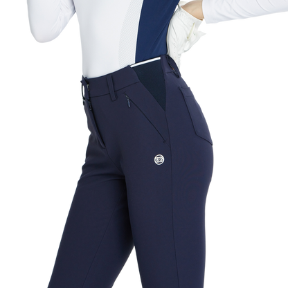 BLKTEE磨毛彈性腰直筒長褲(寶藍)