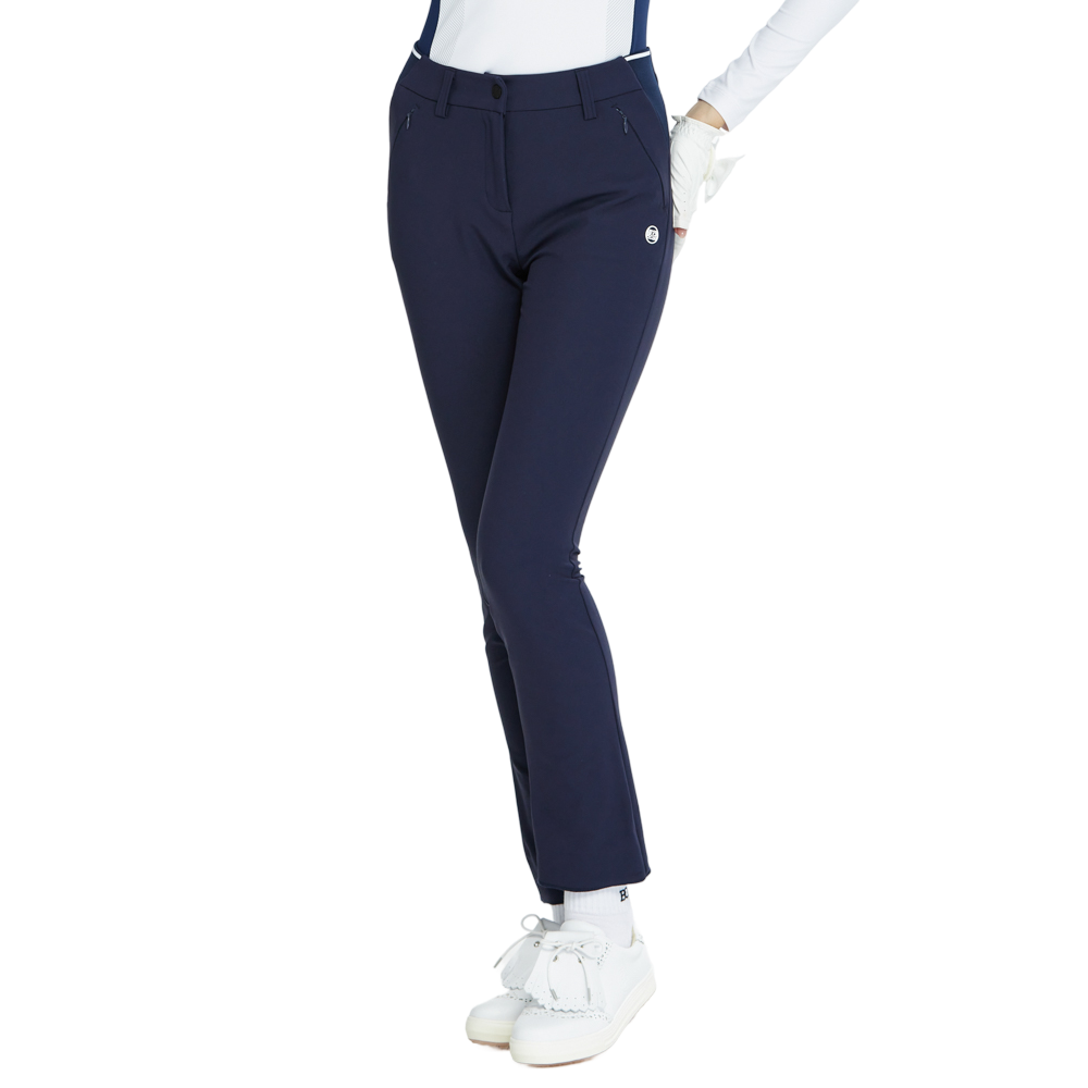 BLKTEE磨毛彈性腰直筒長褲(寶藍)