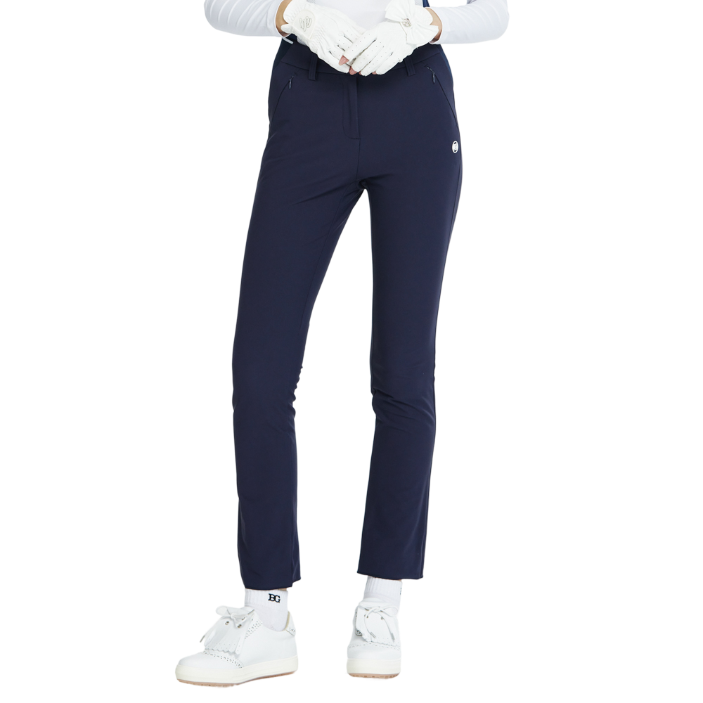 BLKTEE磨毛彈性腰直筒長褲(寶藍)