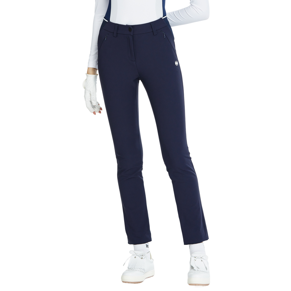 BLKTEE磨毛彈性腰直筒長褲(寶藍)