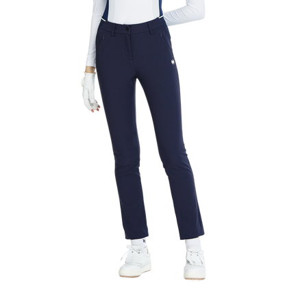 BLKTEE磨毛彈性腰直筒長褲(寶藍)